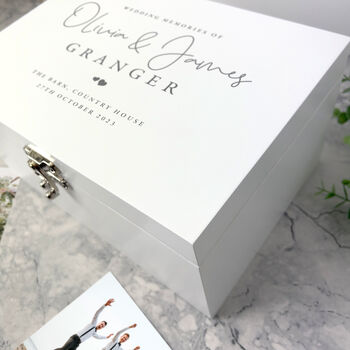 Personalised Luxury White Wedding Keepsake Memory Box, 3 of 8