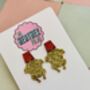 Gold Turkey Glitter Christmas Resin Earrings / Festive Jewellery / Novelty Food Jewellery / Funny Christmas Gift / Friends Sit Com Lover / Thanksgiving Gift, thumbnail 7 of 7