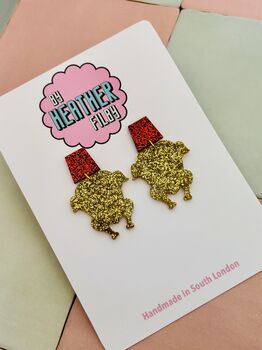 Gold Turkey Glitter Christmas Resin Earrings / Festive Jewellery / Novelty Food Jewellery / Funny Christmas Gift / Friends Sit Com Lover / Thanksgiving Gift, 7 of 7