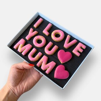 I Love You Mum Message Iced Biscuits Mother's Day Letterbox Gift, 3 of 11