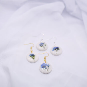 Forget Me Not Porcelain Style Polymer Clay Earrings, 7 of 11