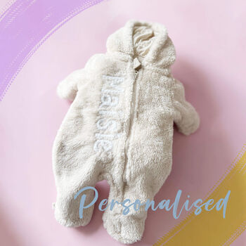 Baby Bear Hooded Jumpsuit Pramsuit In A Gift Box, 6 of 12