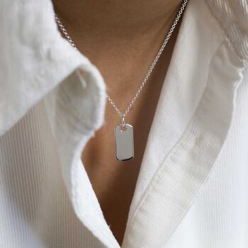 Sterling Silver Small Solid Dog Tag Necklace, 2 of 7