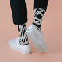 Two Sided Designer Cotton Socks In Black And Off White, thumbnail 5 of 8