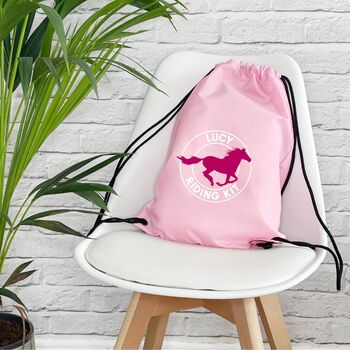Girls Personalised Horse Riding Hat Bag/Gym Bag, 3 of 6