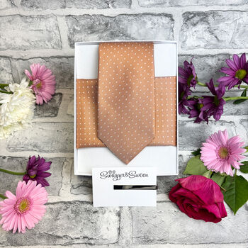 Spice Pin Dots Wedding Tie Set, 6 of 6