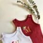 Personalized Festive Bear Baby Dungarees Romper | Custom Embroidered Christmas Outfit | Newborn First Christmas Gift, thumbnail 3 of 9