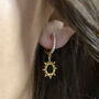 Cubic Zirconia Sun Charm Huggie Earrings, thumbnail 3 of 5