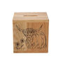 Highland Cow Oak Money Box, thumbnail 2 of 2