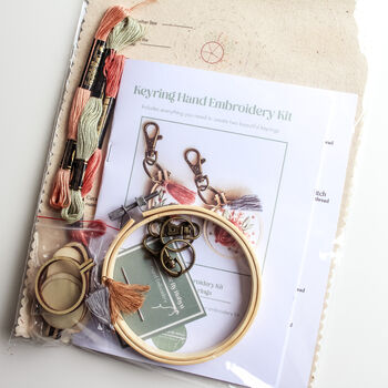 Floral Keyring Hand Embroidery Kit, 2 of 5