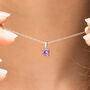 Lavender Amethyst Solitaire Pendant Necklace In Silver And Gold, thumbnail 1 of 11