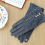 Merino Wool Touch Screen Gloves With Tartan Buttons, thumbnail 2 of 9