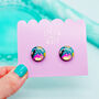 Colourful Abstract Wooden Stud Earrings, thumbnail 1 of 9