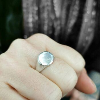 Silver Textured Signet Ring, 3 of 10