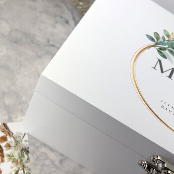Personalised Luxury White Wedding Foliage Wreath Keepsake Memory Box, 5 of 8
