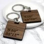 Set Of Two Personalised Coordinate Keyrings, thumbnail 1 of 3