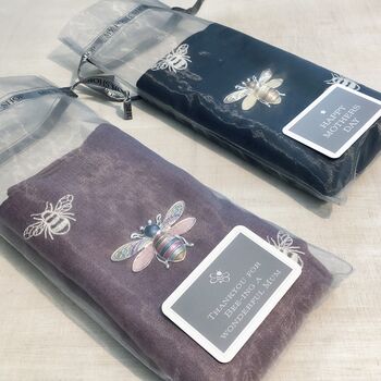 Embroidered Bee Scarf And Brooch Set, 6 of 6