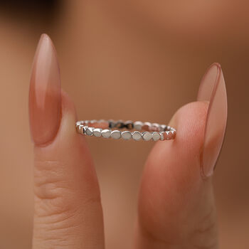 Sterling Silver Beaded Dot Band Ring, 8 of 12