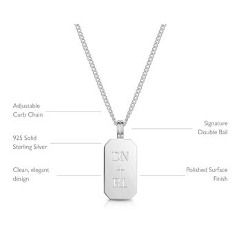 Octagonal Tag Men's Necklace 925 Sterling Silver, 6 of 10