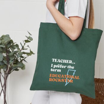 Teacher 'Educational Rockstar' Tote Shopping Bag, 4 of 11