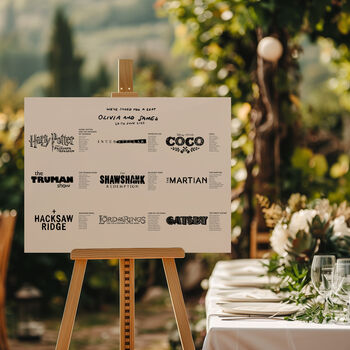 Wedding Table Plan With Bespoke Film/Places Illustrations, 2 of 6