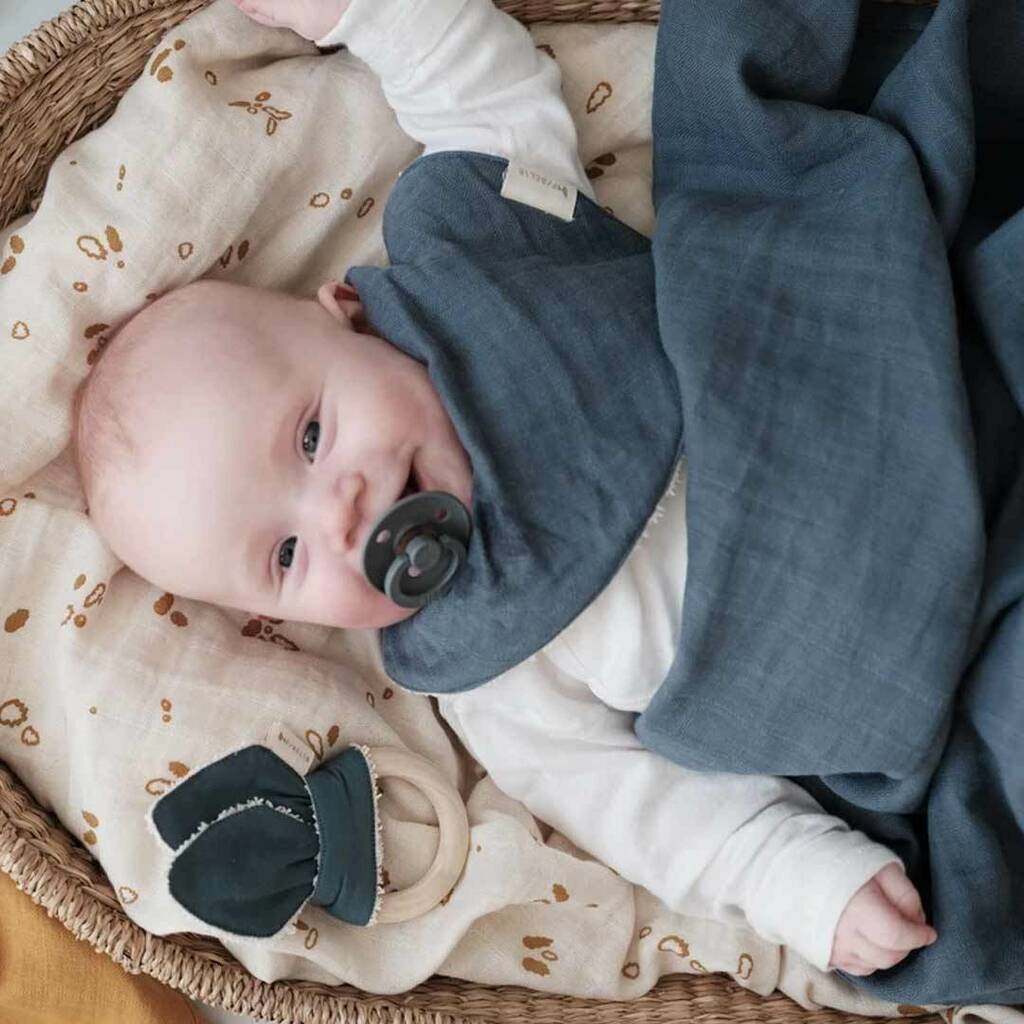 Organic Cotton Baby Swaddle In Blue By Little Baby Company