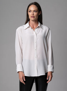 Sheena Oyster Oversized Silk Crepe De Chine Blouse, 4 of 4