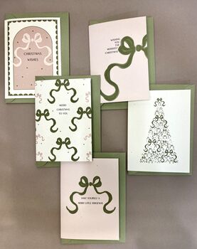 Modern Bow Christmas Cards Set Of Five, 2 of 4