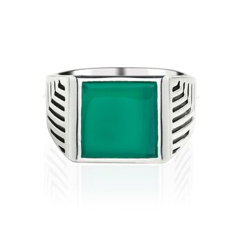 Sacred Universe Men's Green Onyx Signet Ring, 2 of 11