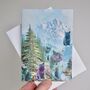 Pastel Cat In The Mountains Birthday Cats Card, thumbnail 1 of 5