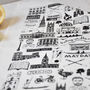 Oxford Illustrated Black And White Tea Towel, thumbnail 2 of 7