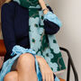 Elegant Woven Scarf In Teal And Sky Blue With Shimmering Metallic Thread, thumbnail 6 of 11