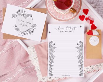 Monochrome Personalised Love Letter With Heart Confetti, 2 of 3