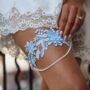 Luxury Something Blue Wedding Garter For Bride, thumbnail 1 of 9