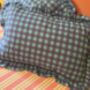 Retro Gingham Organic Cotton Pillow Case Frilled, thumbnail 1 of 4