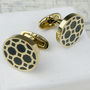 Geometric Cufflinks In Gold And Black Stainless Steel, thumbnail 1 of 3
