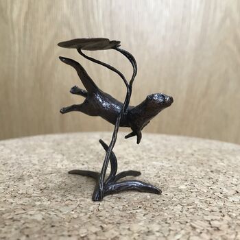Miniature Bronze Otter Sculpture 8th Anniversary Gift, 6 of 12
