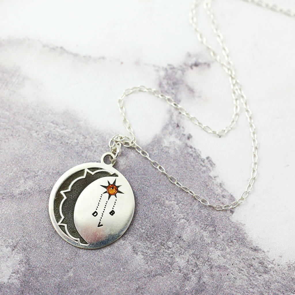 Personalised Hanging Initials Moon Pendant By J&S Jewellery ...