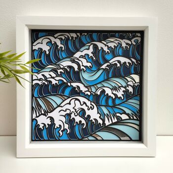 Framed Hand Made Paper Cut Wave Art, 2 of 9