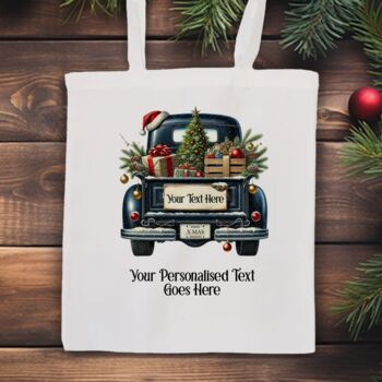 Personalised Christmas Vintage Truck Tote Bag, 3 of 10