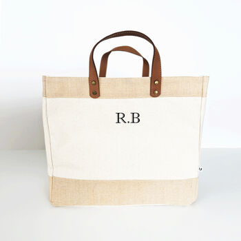 Simple Monogram Initials Luxury Tote Bag, 4 of 8