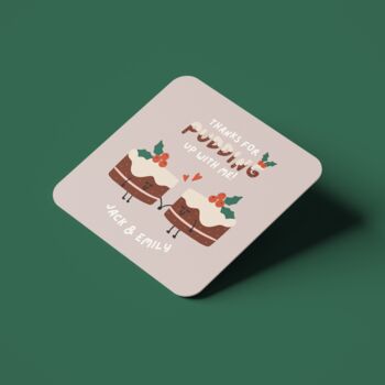 Personalised ‘Pudding Up With Me’ Couples Christmas Mug, 4 of 4