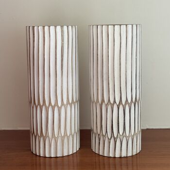 Mango Wood Vase Whitewash Finish, 7 of 7