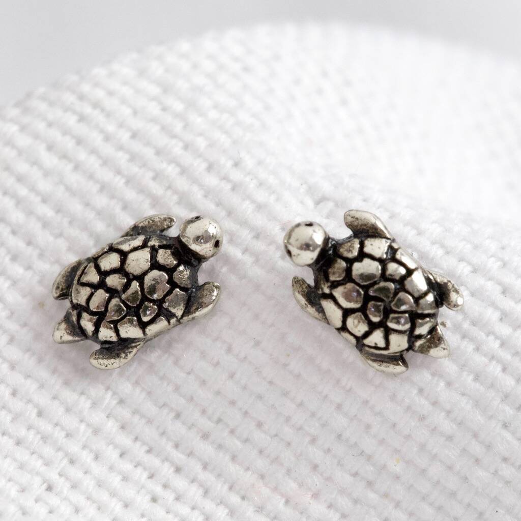 Vintage Style Sterling Silver Turtle Stud Earrings By Lisa Angel ...