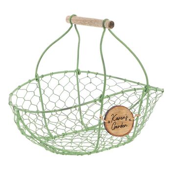 Personalised Garden Chickenwire Basket Trug, 2 of 10