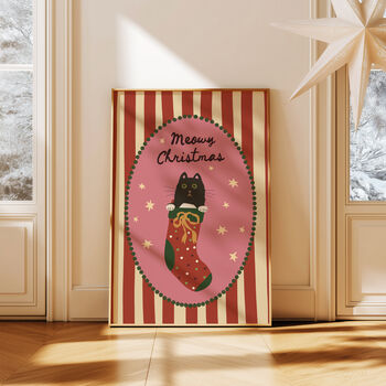 Meowy Christmas Cat Print, 7 of 9