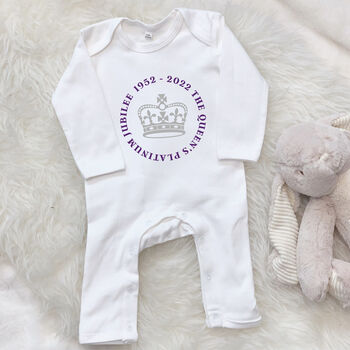 Platinum Jubilee Babygrow With Crown In Circle, 2 of 3
