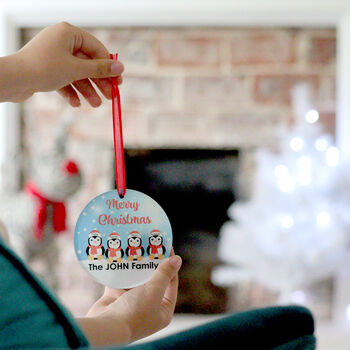 Personalised Family Penguin Christmas Bauble, 2 of 6