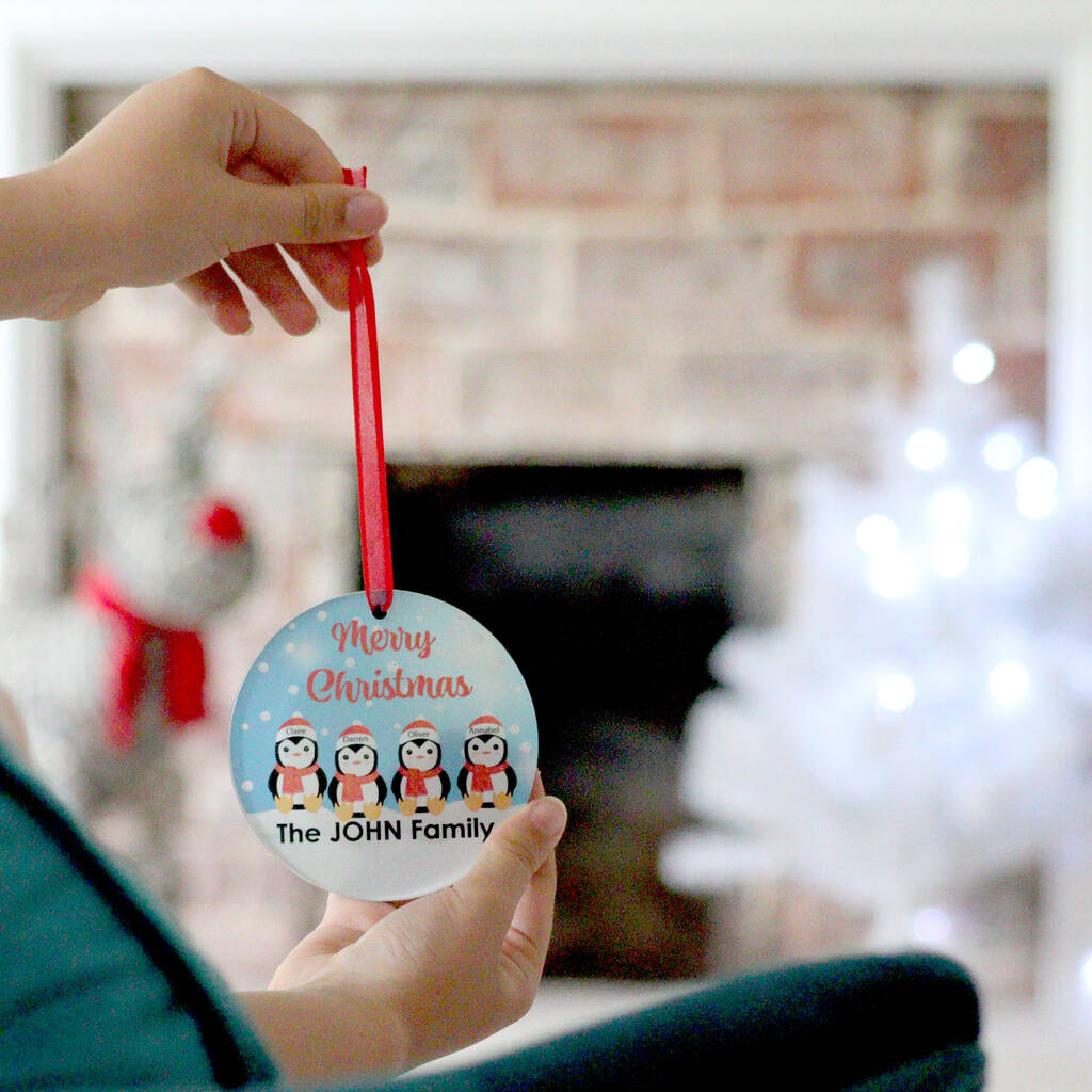 Personalised Family Penguin Christmas Bauble, 1 of 11
