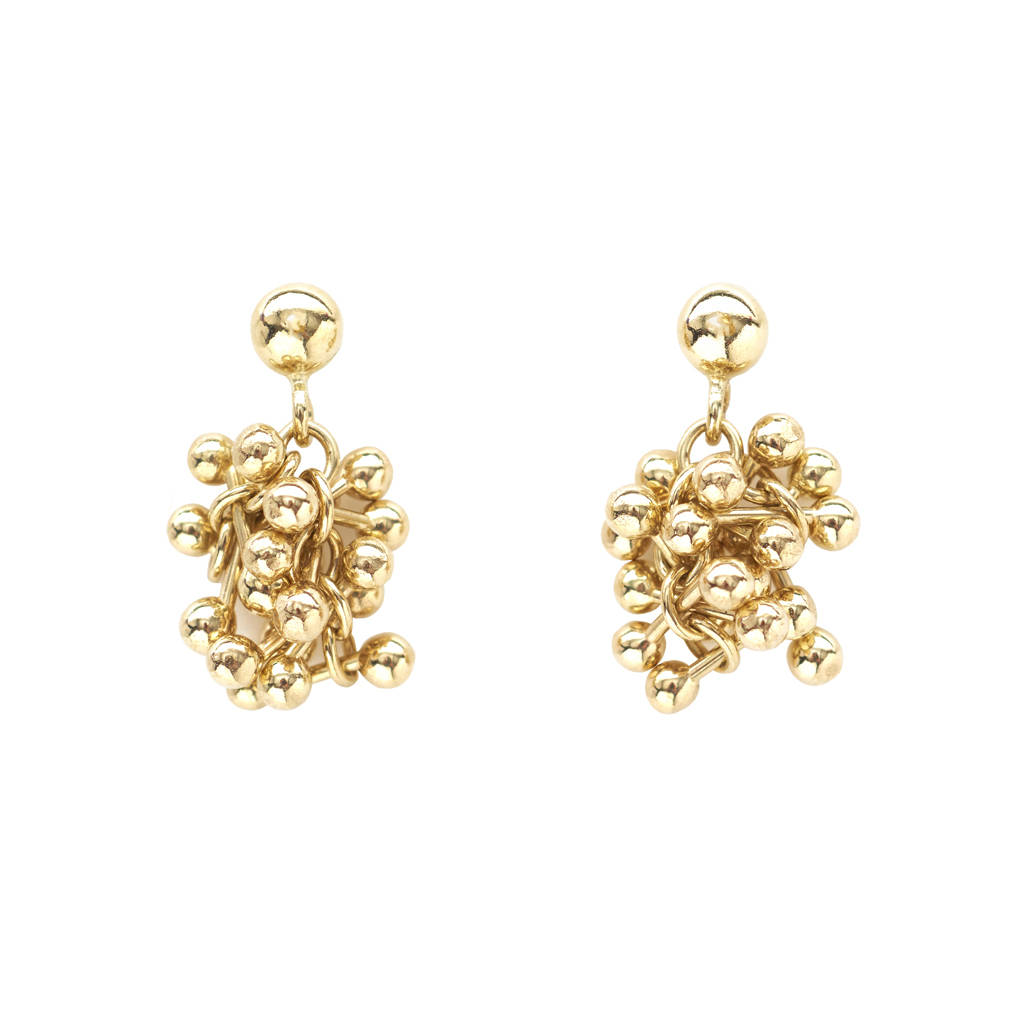 Fine 9ct Gold Cluster Earrings By Yen Jewellery